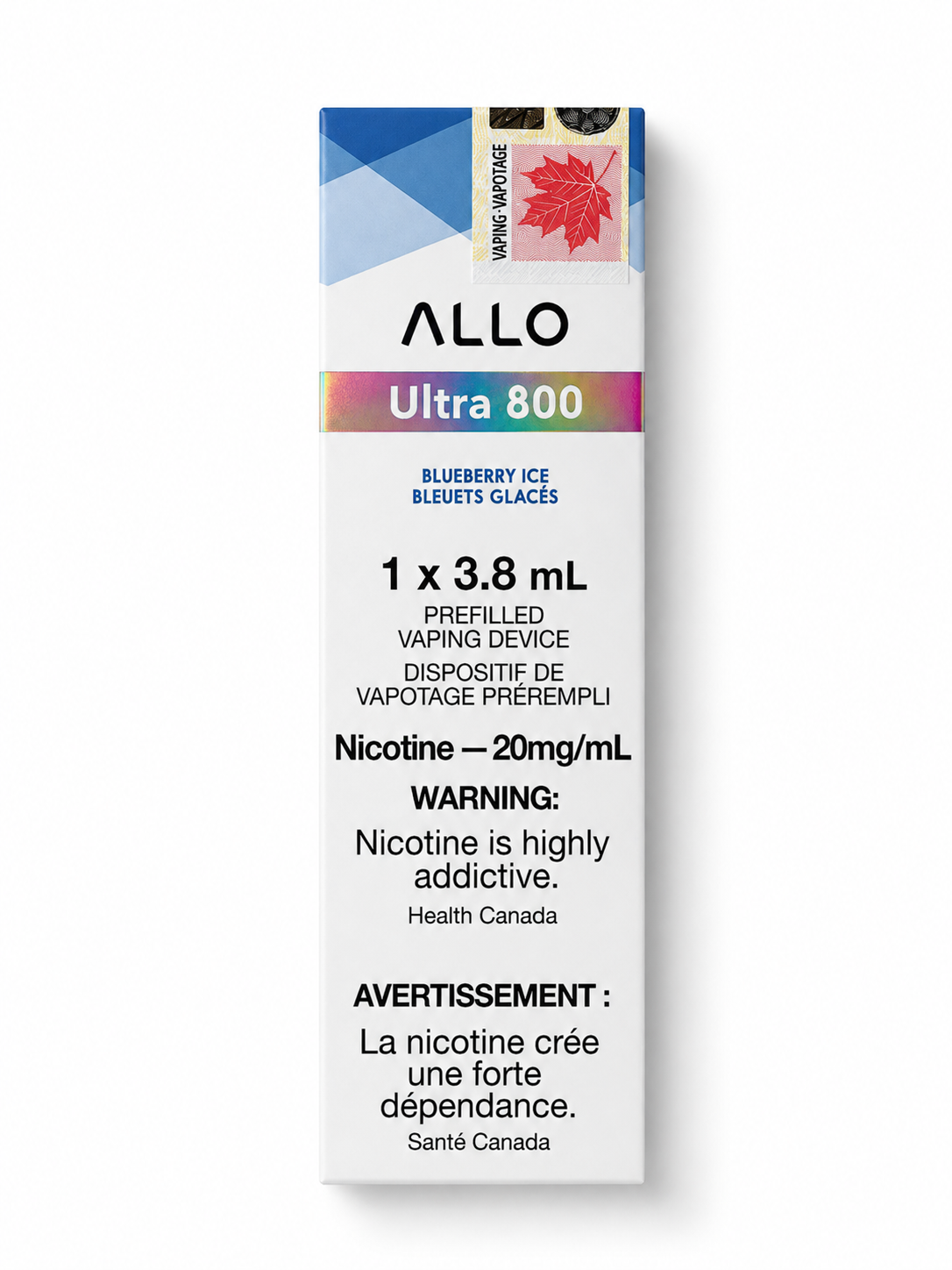 ALLO Ultra 800 Prefilled Vaping Device – 3.8mL – 20mg/mL Nicotine