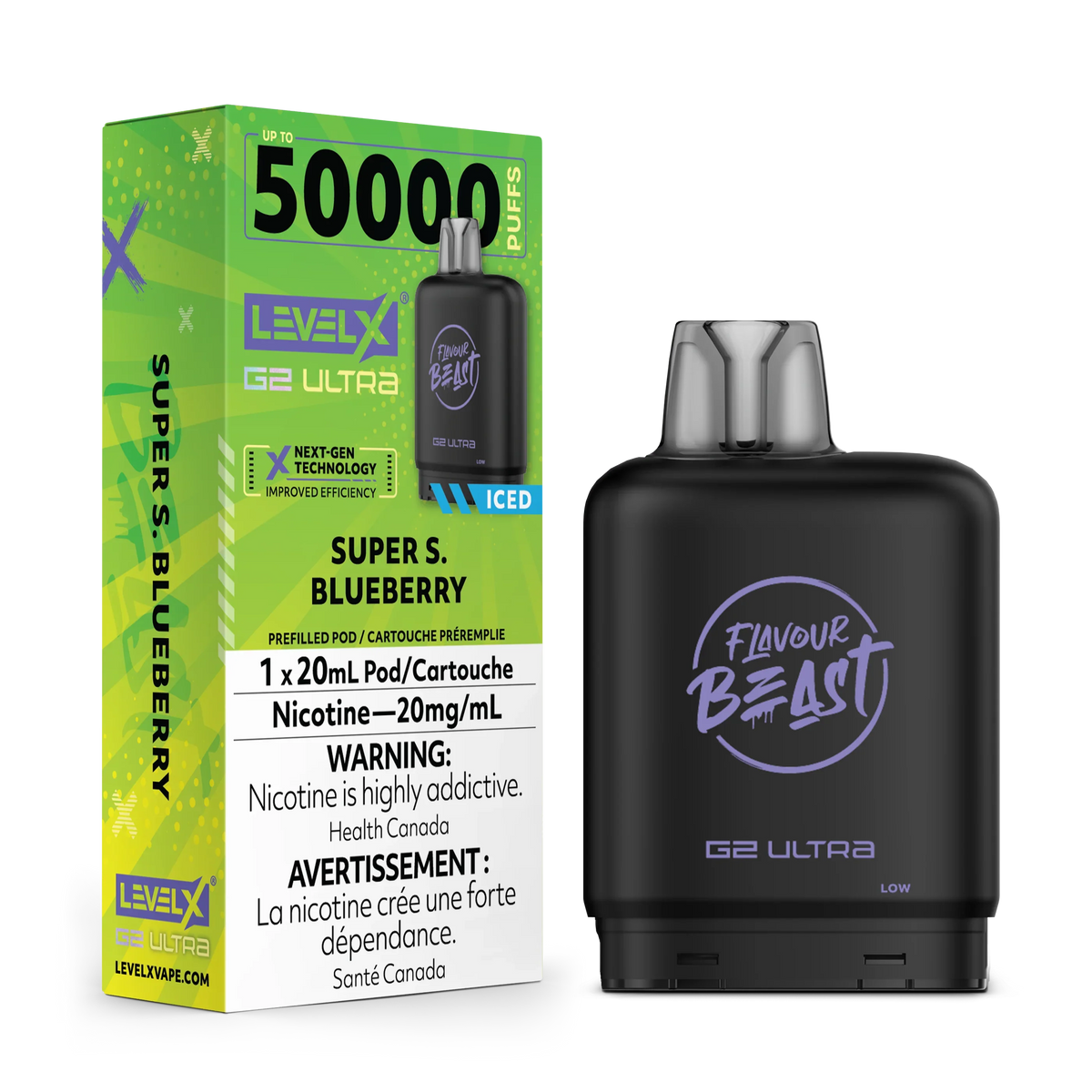 Flavour Beast Level X G2 Ultra Replacement Vape Pod - 50K- Puffs - 20mL
