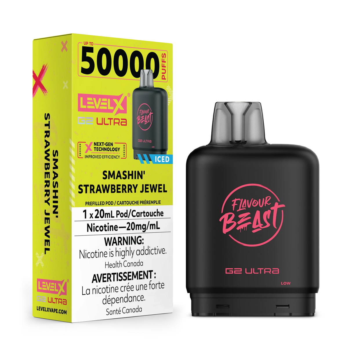 Flavour Beast Level X G2 Ultra Replacement Vape Pod - 50K- Puffs - 20mL