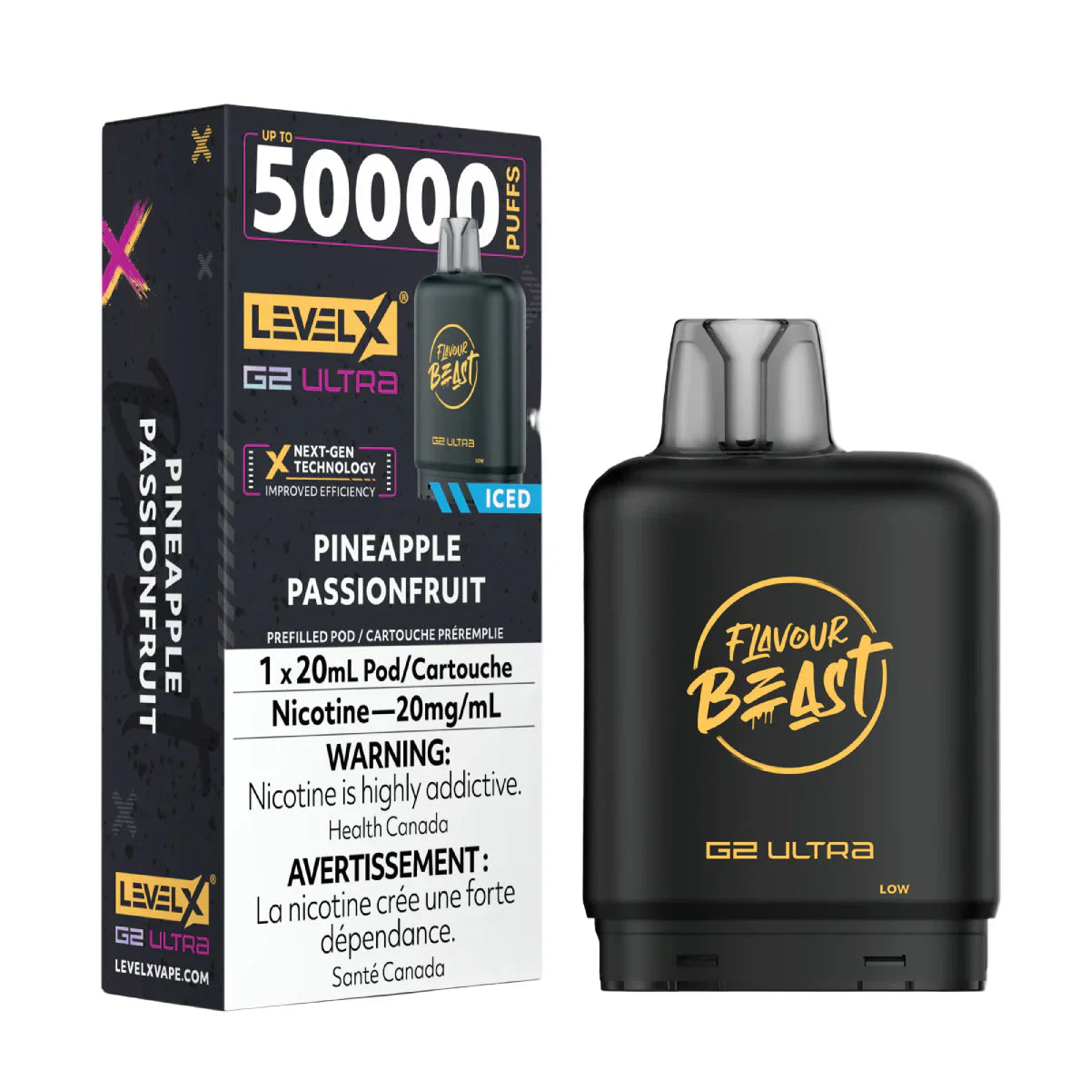 Flavour Beast Level X G2 Ultra Replacement Vape Pod - 50K- Puffs - 20mL
